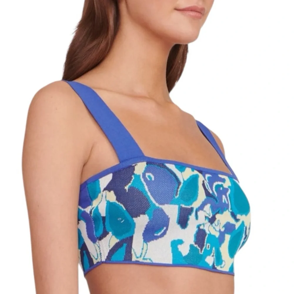 Staud Zola Knit Crop Top in Pacific Paradise SZ XL New - Picture 3 of 3